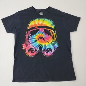 Star Wars Stormtrooper Tie Dye Rainbow Graphic T-Shirt Mens XL Black Cotton Tee